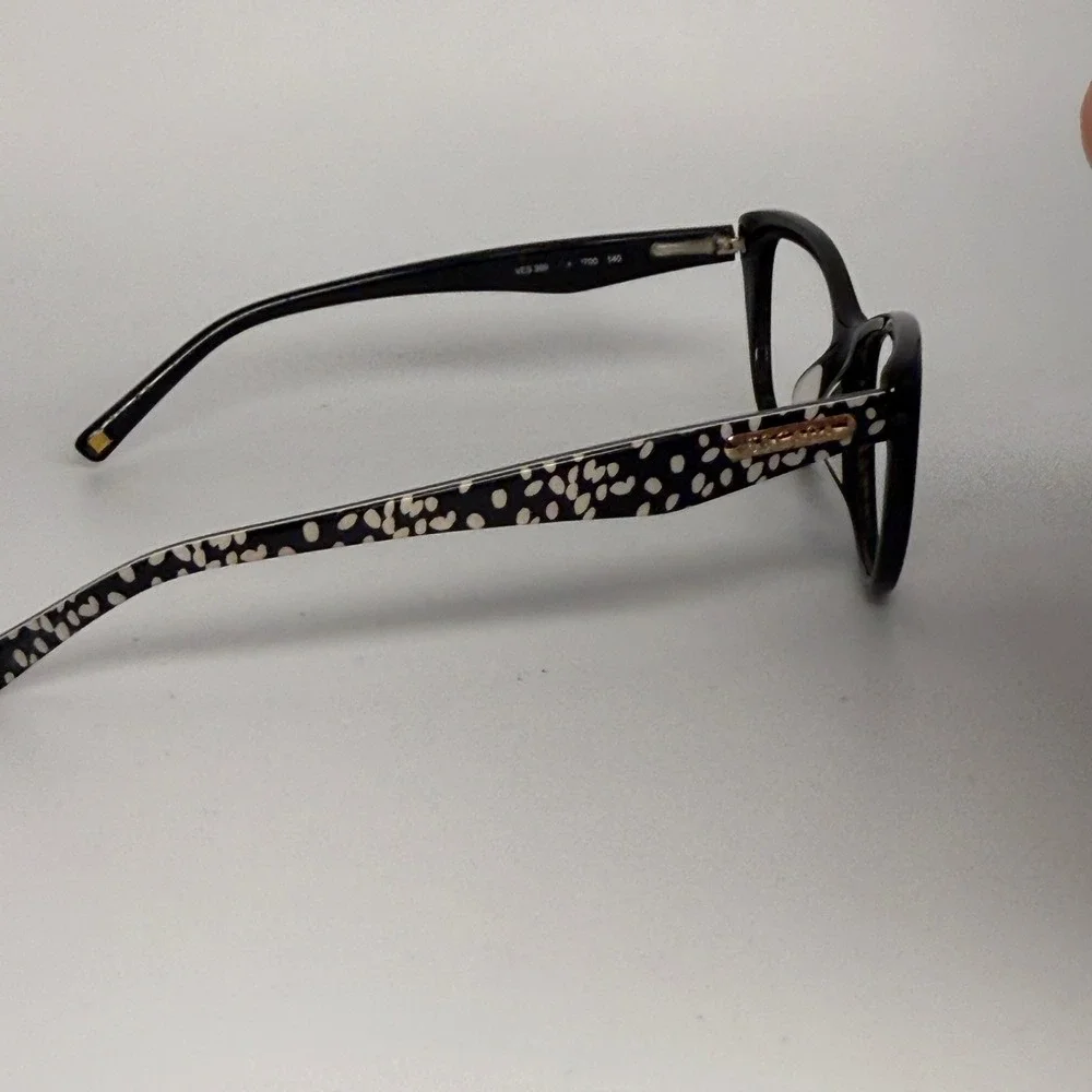 Escada VES‎ 380 0700 140 Black Cat Eye Eyeglasses Frames Polka Dot Arms Italy